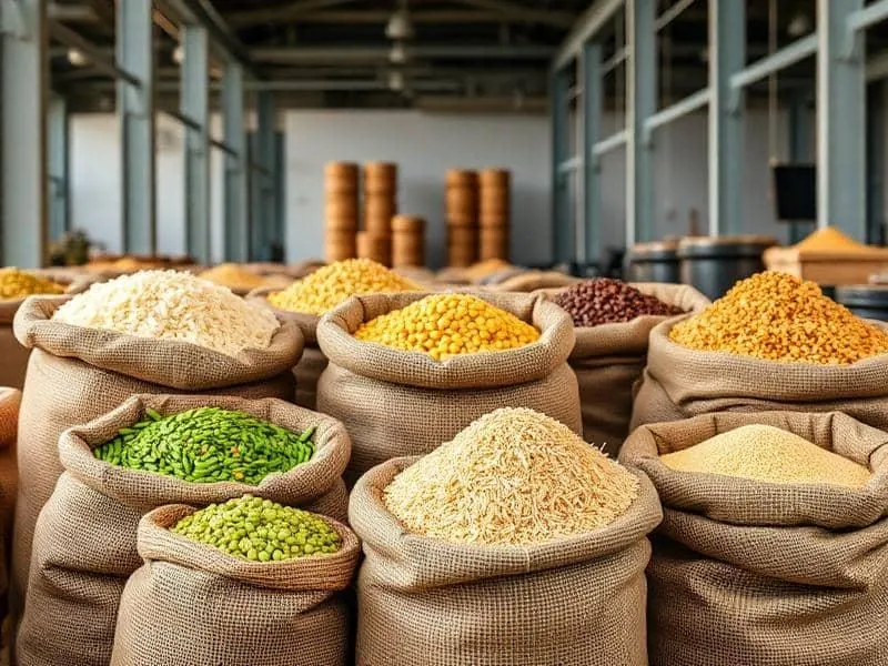Split pulses beside beans.